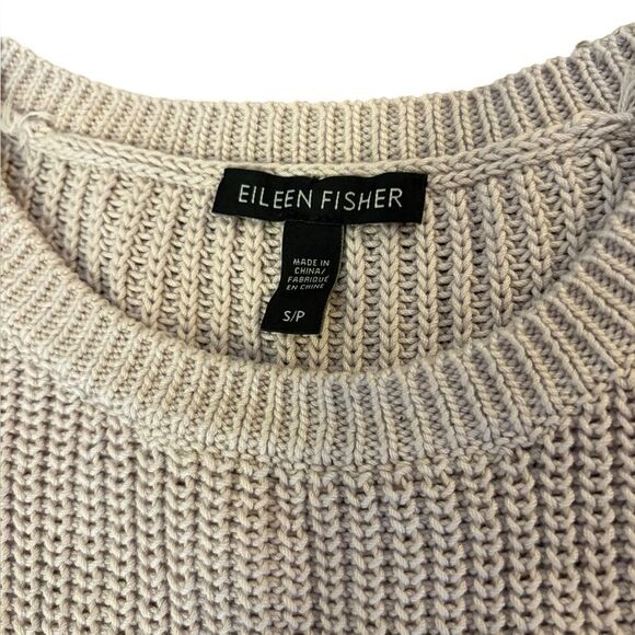 Eileen Fisher Organic Cotton Round Neck Sweater Size Small Cream Pale Purple - Picture 7 of 10